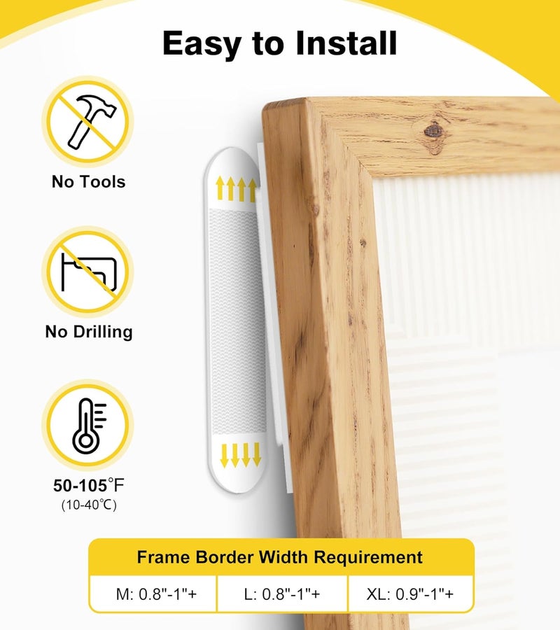 Summerbrite Large Picture Hanging Strips Heavy Duty, Damage Free Picture Hangers for Walls without Nails/Tools, Wall Sticky Hook and Loop Adhesive Strips Kit for Poster, Home, Office, 40 Strips/20Pairs-Large - Image 3